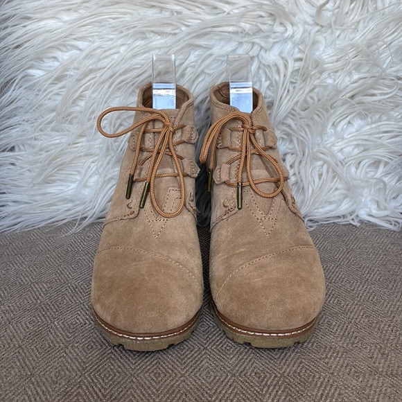 Toms Desert Wedge Toffee Suede Bootie - Picture 6 of 8